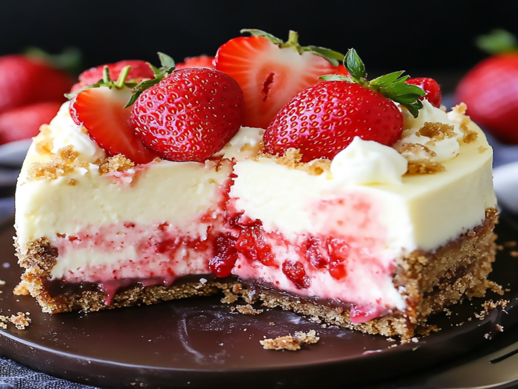 White Chocolate Strawberry Cheesecake